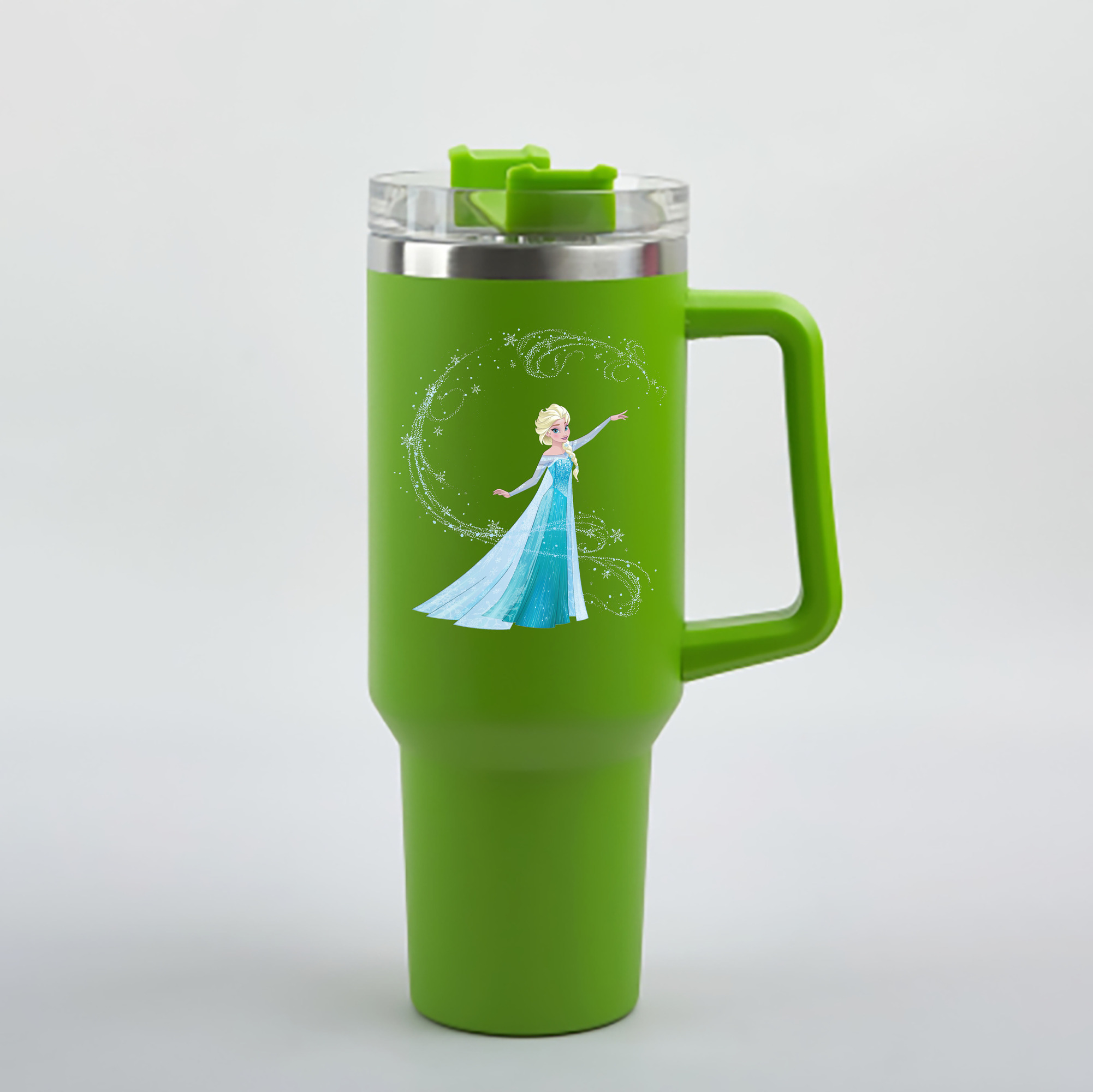 （画像用） アナと雪の女王 アンナ エルサ Frozen Anna Elsa 1200mL車用タンブラー - クリスタルステッカー（プラスチックストロー付き）